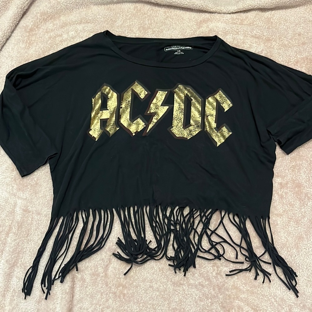 LIVE NATION MERCHANDISE BLACK FRINGE AC/DC ROCK BAND